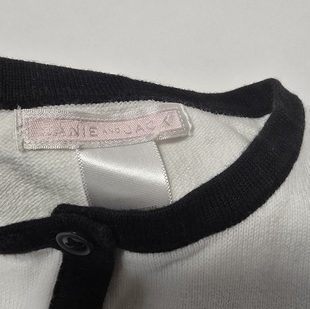 Janie and Jack Cotton White Cardigan with Black Bow Accents - Picture 6 of 11